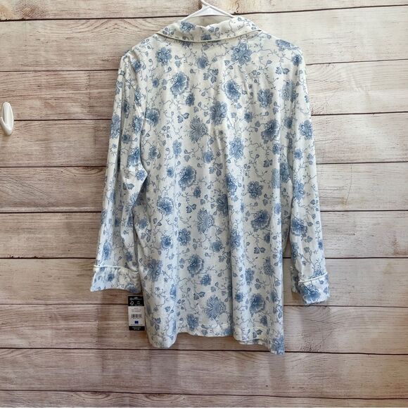 NEW WITH TAGS LAUREN RALPH LAUREN BLUE FLORAL PAJAMA TOP - Picture 6 of 6